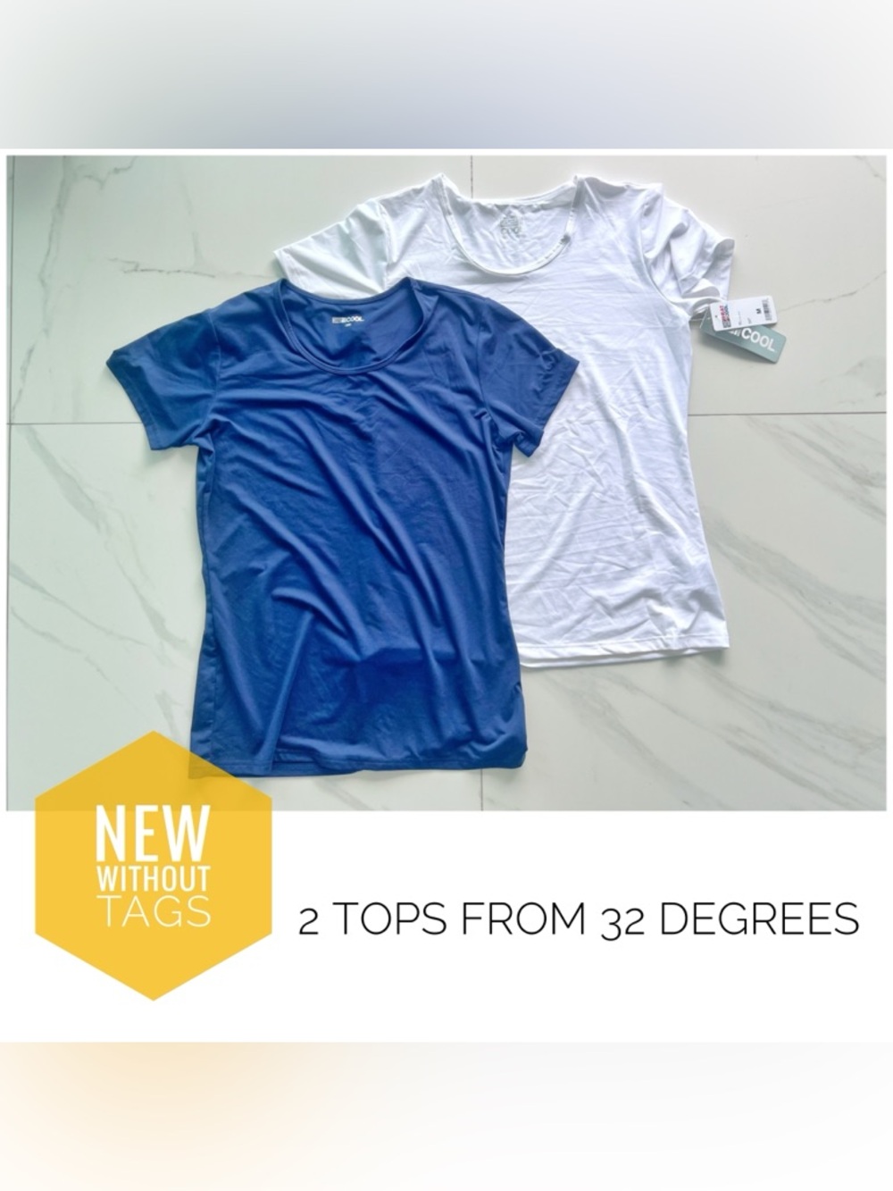 ❌NEW set of 2 32 tops Degree tops size Medium blue white tags❌